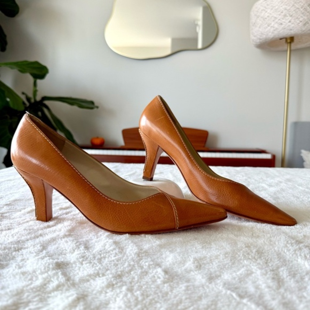 Salvatore Ferragamo NWOT 260 mm Leather Brown Point Toe Heel Pump US 10